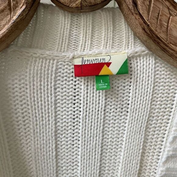 Fervour ModCloth Fisherman Cardigan Sweater Ivory L - Picture 5 of 7